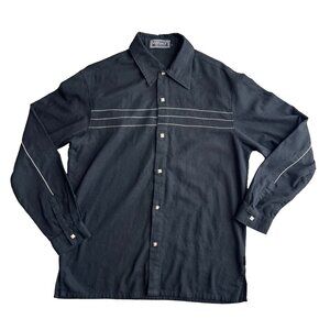 Versace Jeans Couture Western Dress Shirt Mens XL‎ Black Snap Button Up